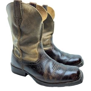 ARIAT RAMBLER Western Genuine Leather Pull On Cowboy Work Boots Brown Tan sz 9.5